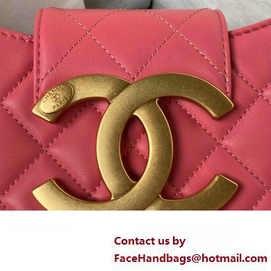 Chanel Lambskin & Gold-Tone Metal large Messenger Bag AS4610 fuchsia 2024 - Click Image to Close